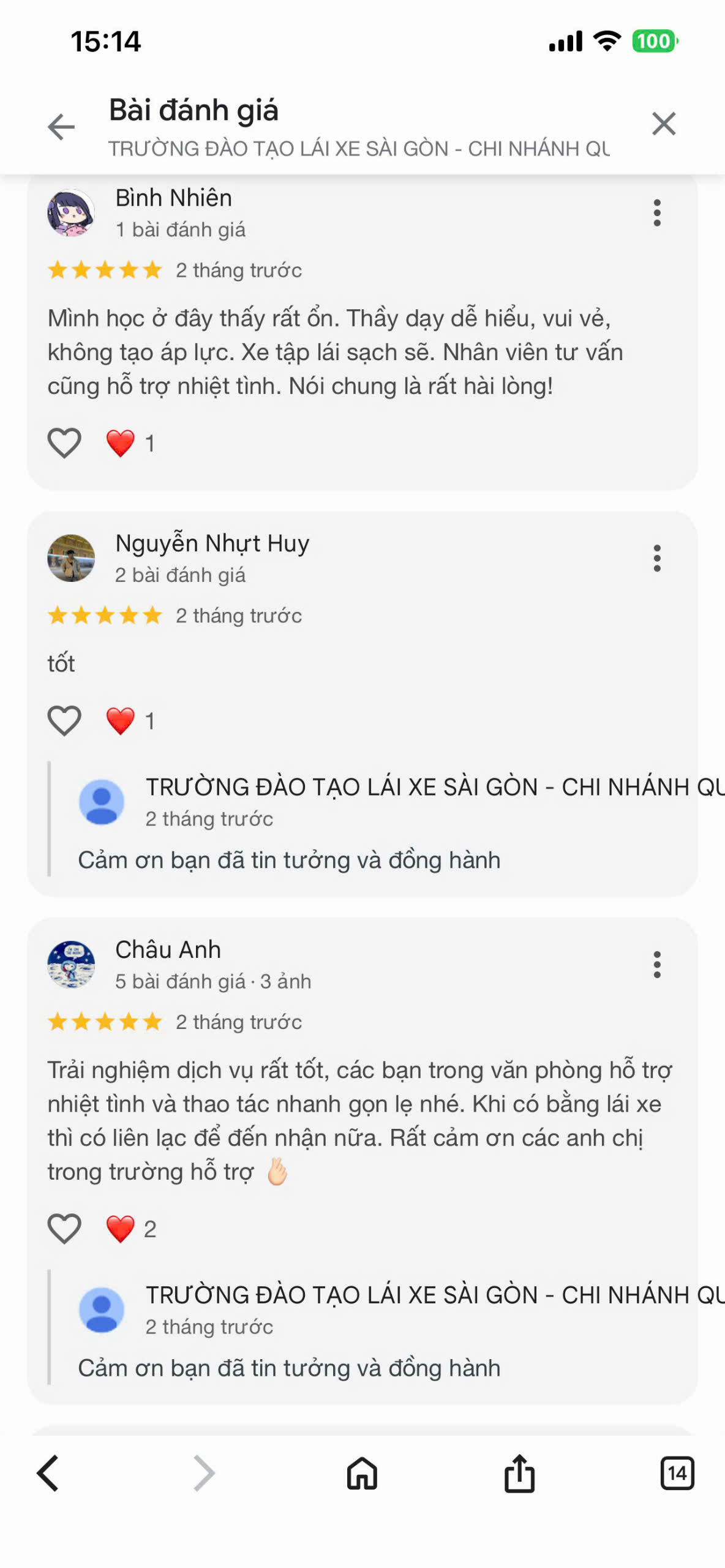 Đánh giá học viên trên Google 11