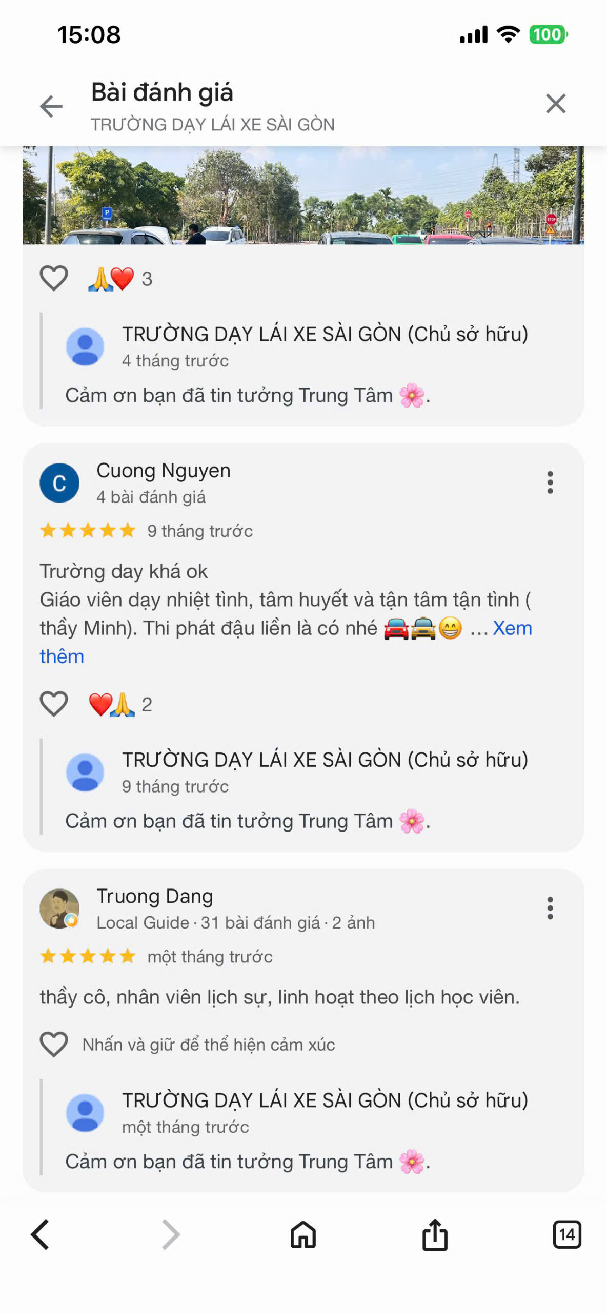 Đánh giá học viên trên Google 3