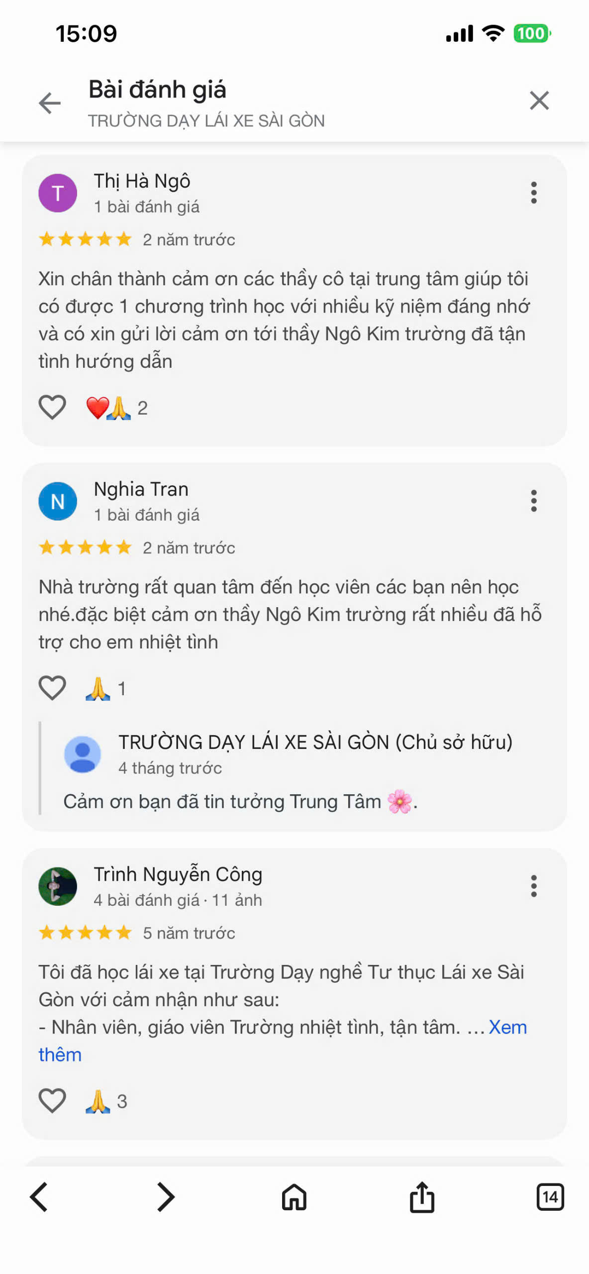 Đánh giá học viên trên Google 4